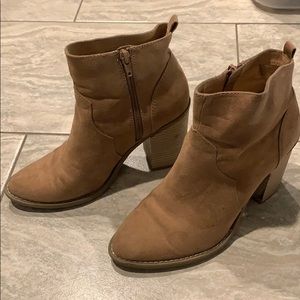 Tan faux suede booties